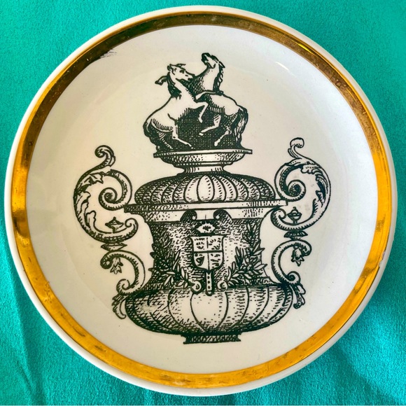 Fornasetti for Bucciarelli Vessels Milano Italy MCM Gold Porcelain Coasters Set - Picture 3 of 11